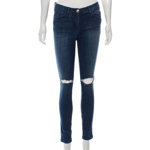 3x1 NYC Distressed Skinny Jeans Ripped Dark Blue